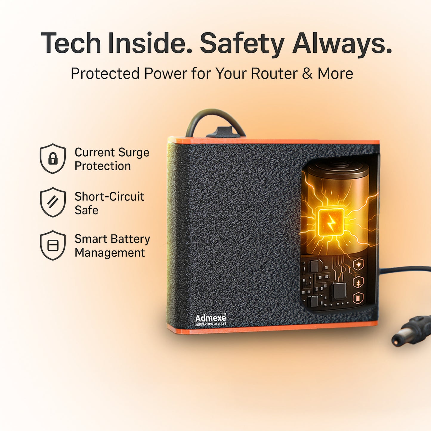 Admexe Mini UPS and Power Bank for 12V WiFi Router | Power Backup up to 6 Hours | Ups for WiFi Router | WiFi Router ups up to 3A | ups for uninterrupted wi-fi| Portable ups | WiFi Ups